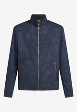 Etro Foliage Print Jacket in Wool-Blend Navy MRBA0062-99TJB21 B0065