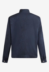 Etro Foliage Print Jacket in Wool-Blend Navy MRBA0062-99TJB21 B0065
