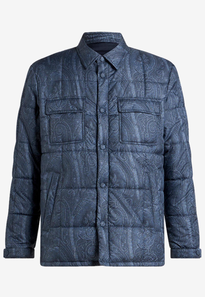 Etro Padded Paisley Overshirt MRBA0064-99SASK2 X0883 Blue