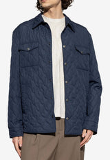 Etro Paisley Print Reversible Quilted Overshirt Navy MRBA0077-99TUSK1 B1622