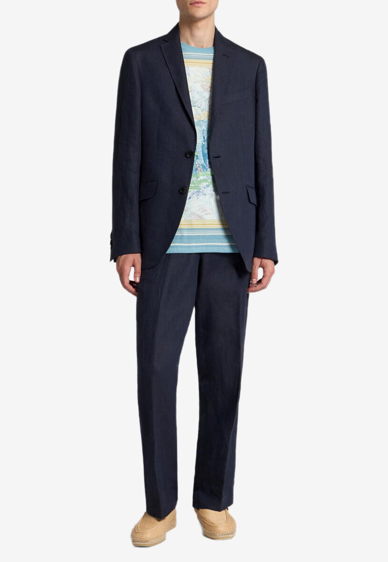 Etro Roma Linen Blazer MRCA0006-AU076 B0665 Navy