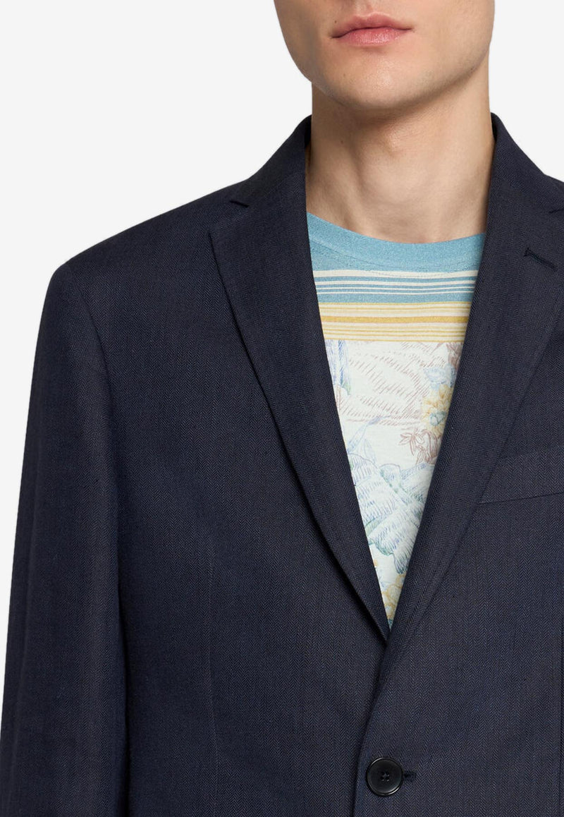 Etro Roma Linen Blazer MRCA0006-AU076 B0665 Navy