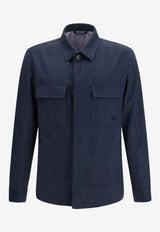 Etro Paisley Jacquard Overshirt with Embroidered-Pegaso Navy MRCA0076-99SA216 X0885