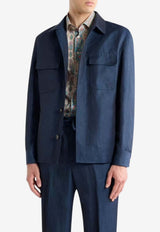 Etro Wool and Linen Overshirt Navy MRCA0076-99TUBQ3 B0013