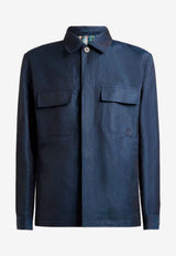 Etro Wool and Linen Overshirt Navy MRCA0076-99TUBQ3 B0013