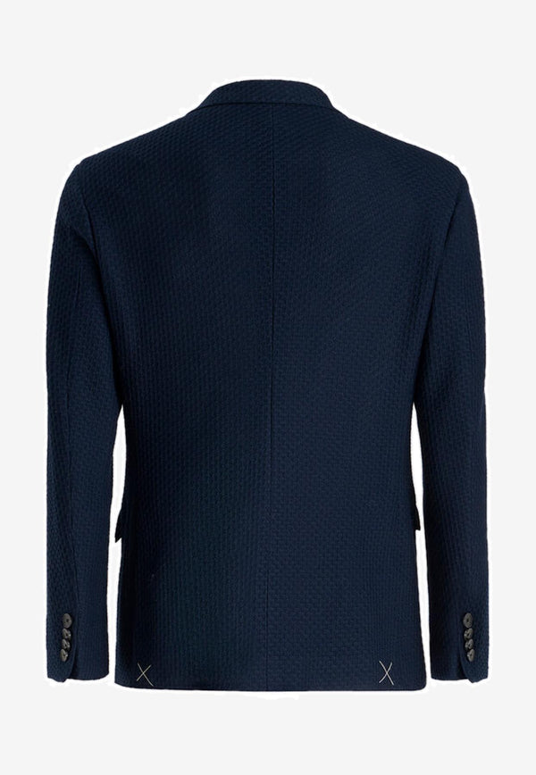 Etro Single-Breasted Worked Weave Blazer MRCB0001-99JJ502 B0339 Navy
