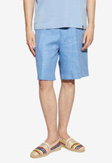 Etro Linen-Blend Bermuda Shorts Light Blue MREB0012-99TUCI0 B1932