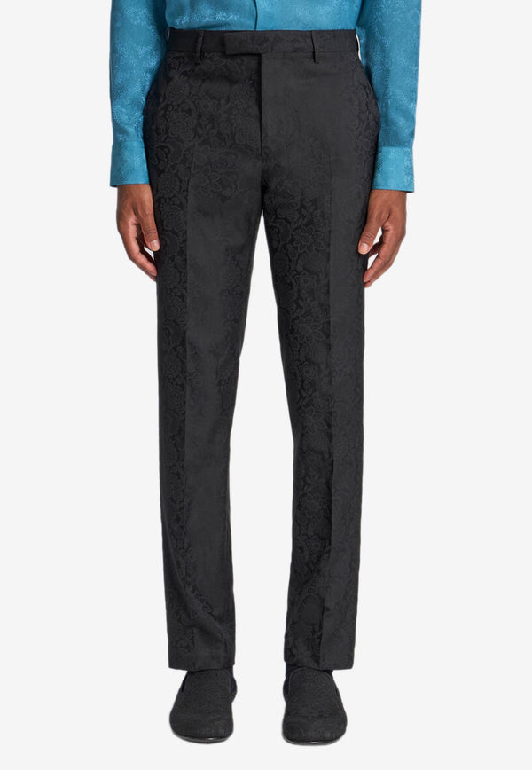 Etro Floral Leafy Jacquard Pants MREC0002-99TJEA6 N0000 Black