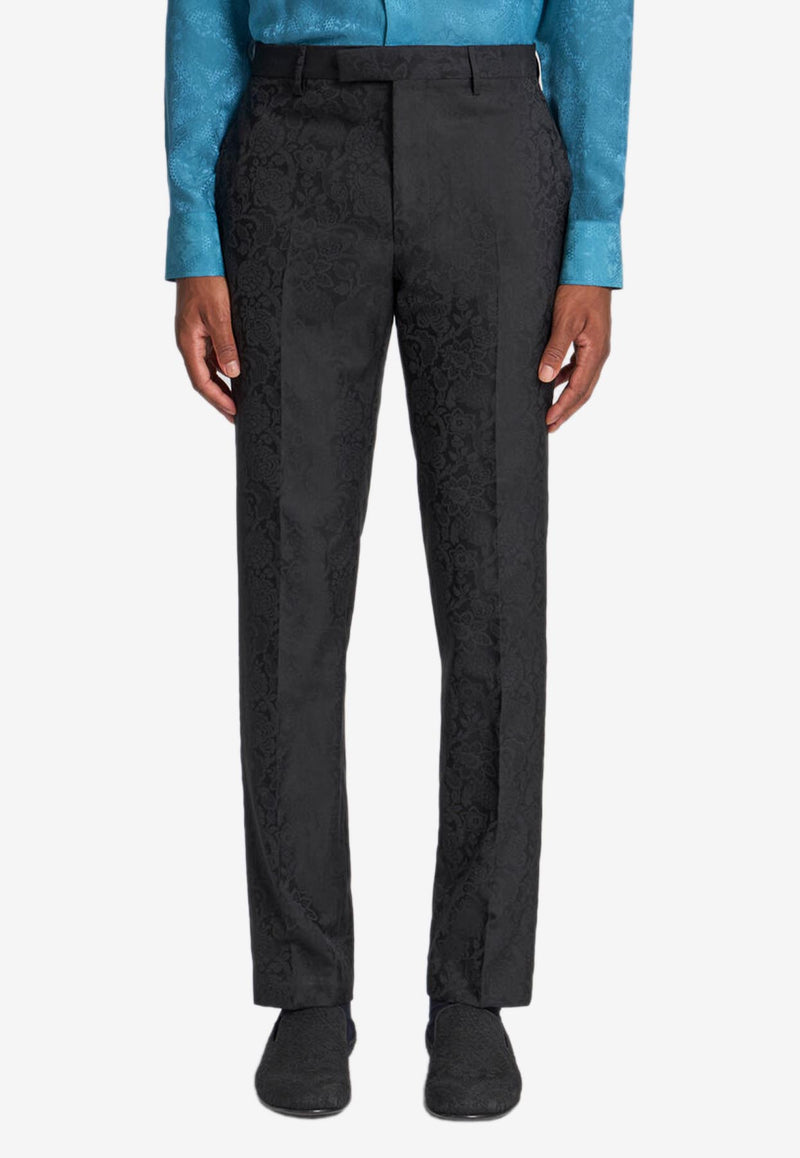 Etro Floral Leafy Jacquard Pants MREC0002-99TJEA6 N0000 Black