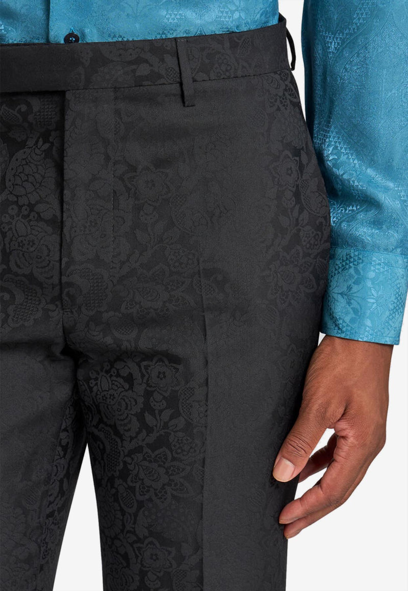 Etro Floral Leafy Jacquard Pants MREC0002-99TJEA6 N0000 Black