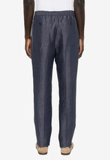 Etro Linen Drawstring Track Pants Navy MRED0006-99TU3C9 B0037