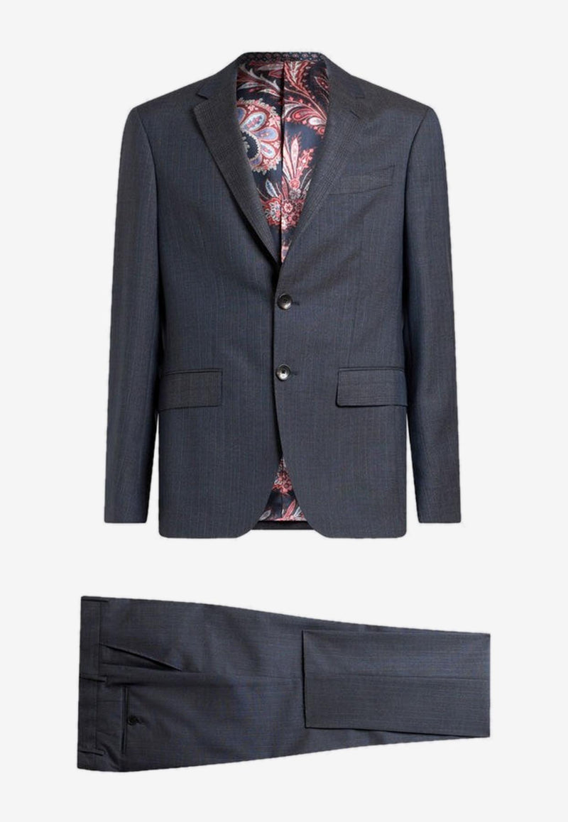 Etro Single-Breasted Striped Wool Suit Blue MRGB0006-99TR267 S9885
