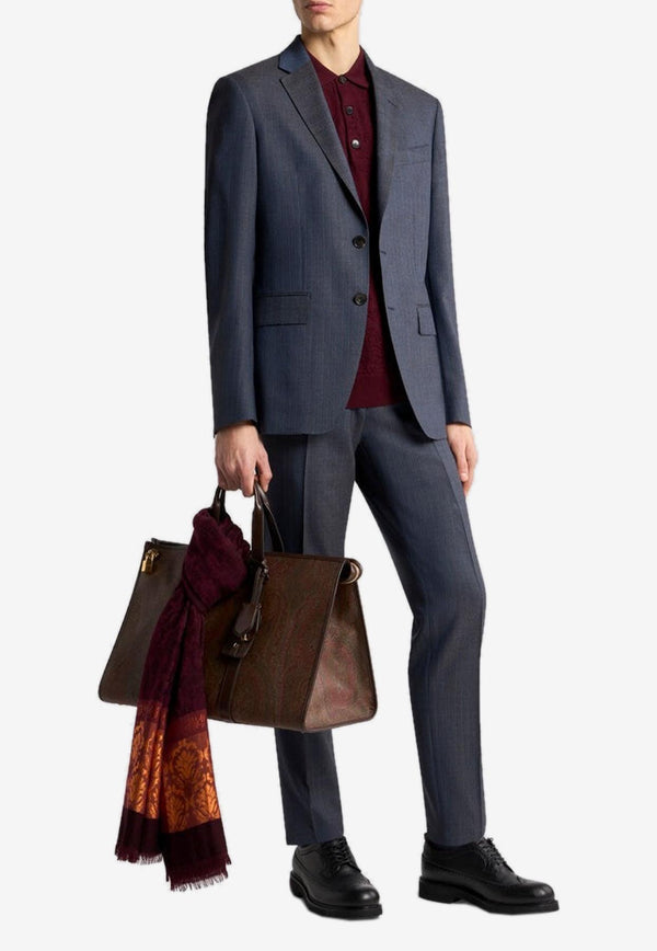 Etro Single-Breasted Striped Wool Suit Blue MRGB0006-99TR267 S9885