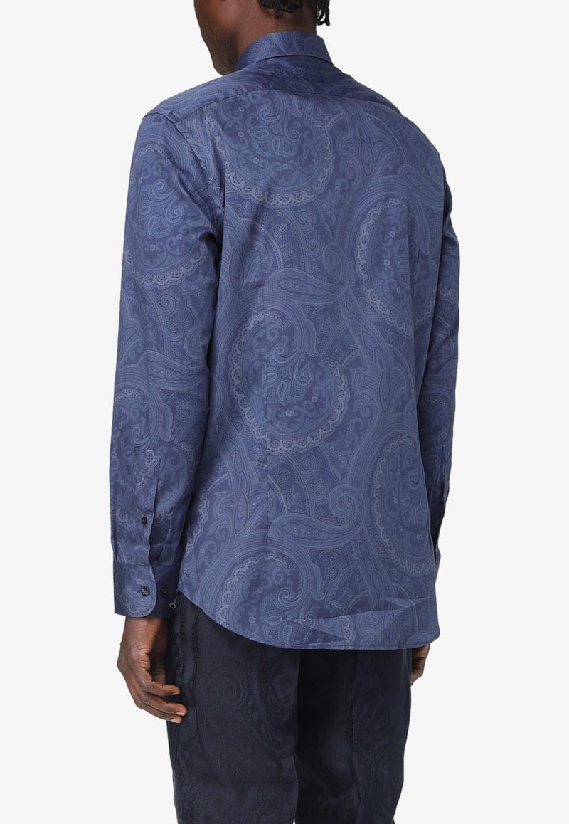 Etro Paisley Print Long-Sleeved Shirt Navy MRIB0001-99SA493 X0883