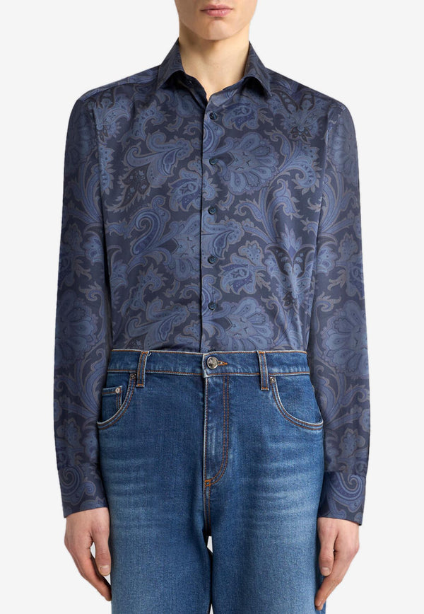 Etro Maxi Flower Paisley Shirt MRIB0001-99SA5F2 X0883 Blue