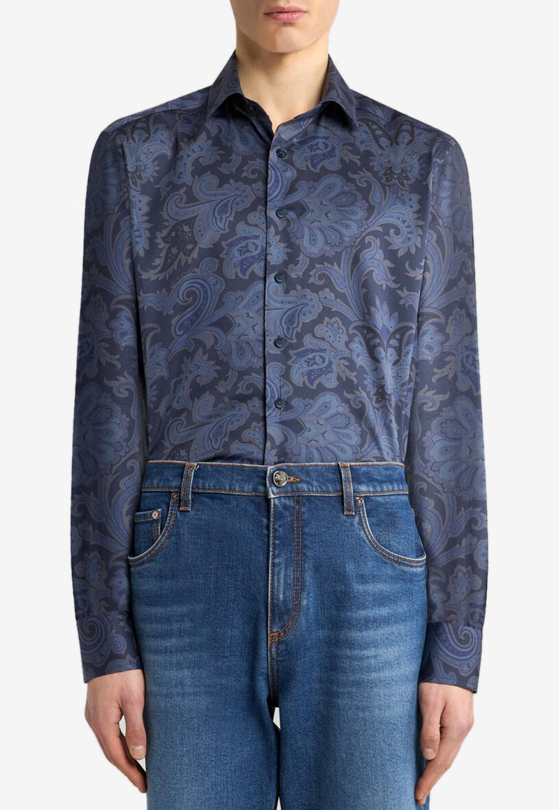 Etro Maxi Flower Paisley Shirt MRIB0001-99SA5F2 X0883 Blue