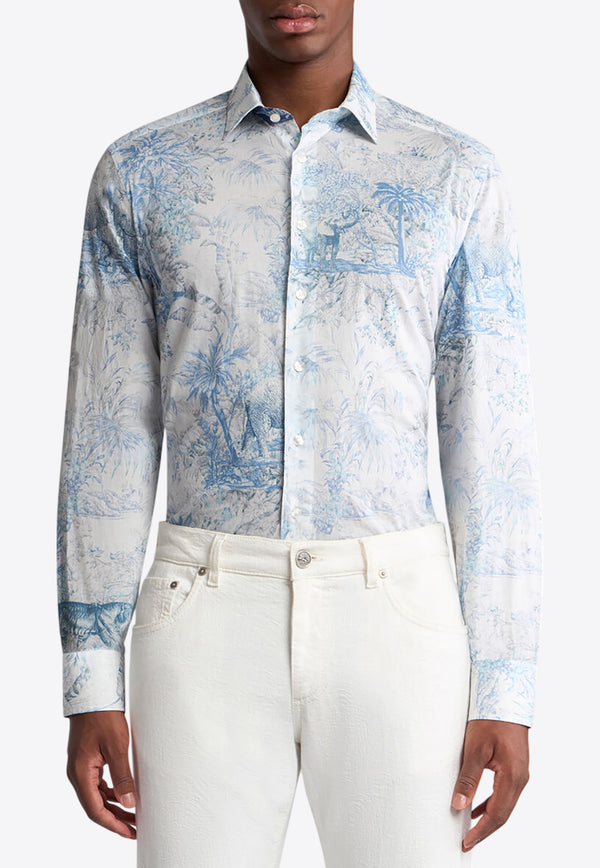 Etro Safari-Print Long-Sleeved Shirt MRIB0001-99SA5F4 X0883 Blue