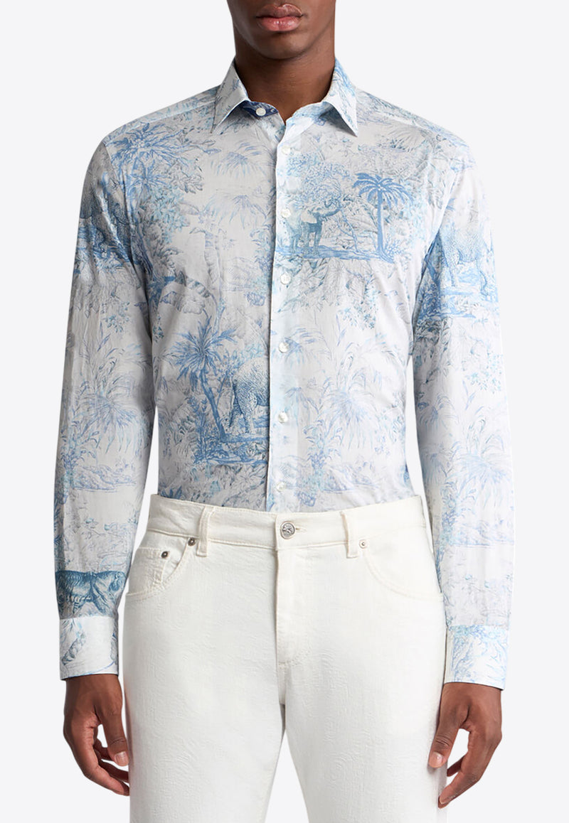 Etro Safari-Print Long-Sleeved Shirt MRIB0001-99SA5F4 X0883 Blue