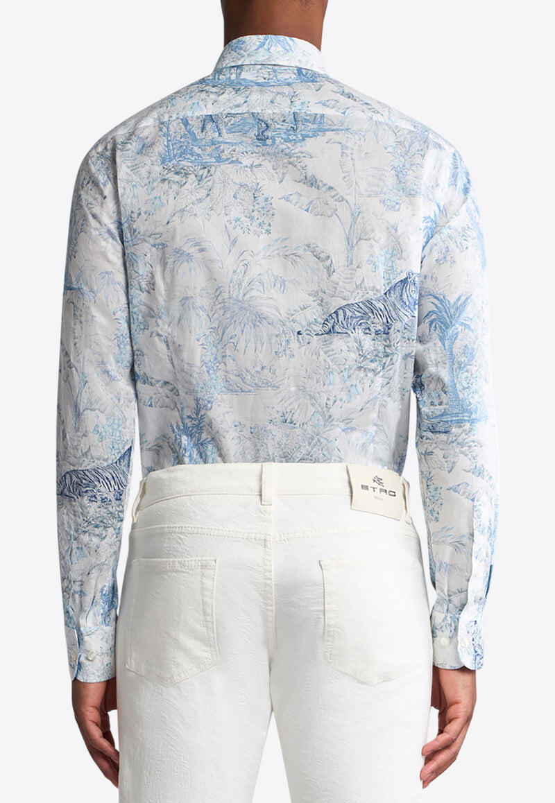Etro Safari-Print Long-Sleeved Shirt MRIB0001-99SA5F4 X0883 Blue