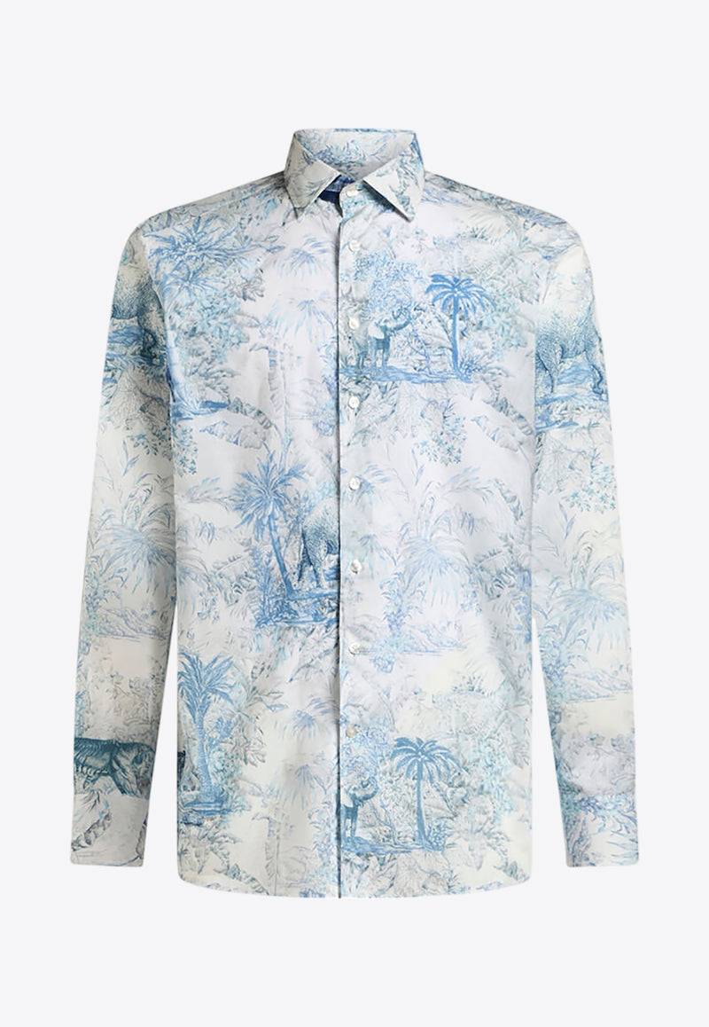 Etro Safari-Print Long-Sleeved Shirt MRIB0001-99SA5F4 X0883 Blue