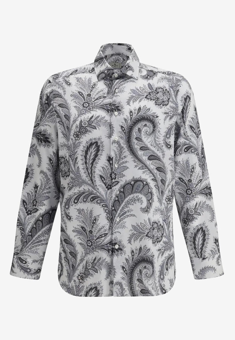 Etro Floral Paisley Button-Up Shirt Gray MRIB0001-99SA5L1 X0803