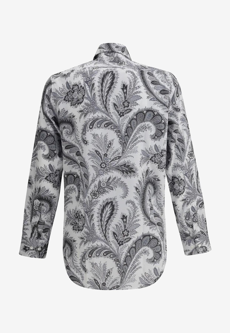 Etro Floral Paisley Button-Up Shirt Gray MRIB0001-99SA5L1 X0803