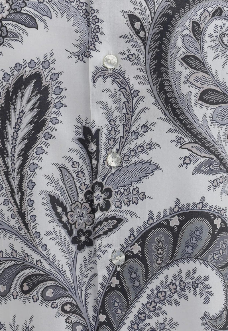 Etro Floral Paisley Button-Up Shirt Gray MRIB0001-99SA5L1 X0803