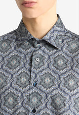Etro Abstract Print Button-Up Shirt Blue MRIB0001-99SA5L7 X0883