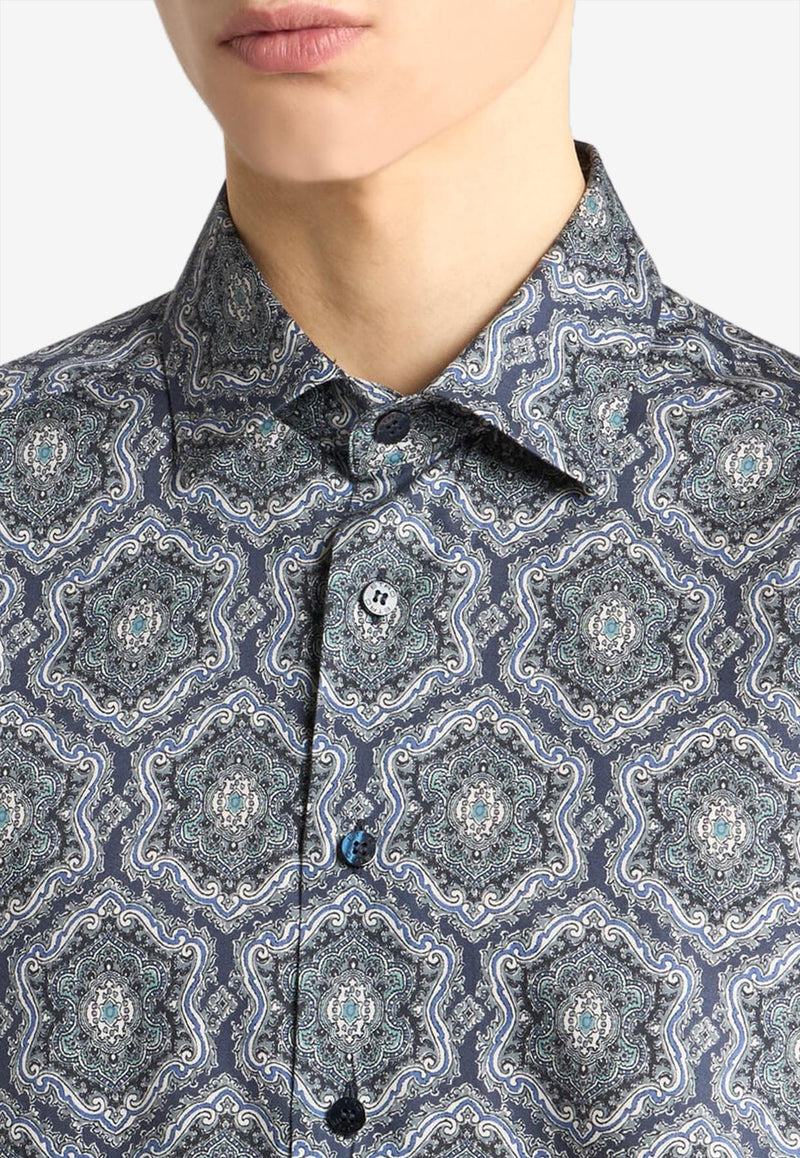 Etro Abstract Print Button-Up Shirt Blue MRIB0001-99SA5L7 X0883
