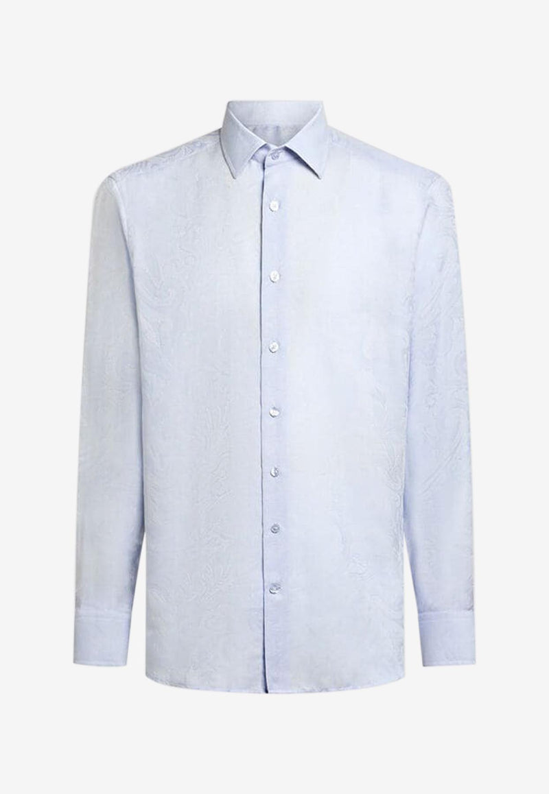 Etro Floral Jacquard Button-Up Shirt Sky Blue MRIB0001-99TJEG3 B0028