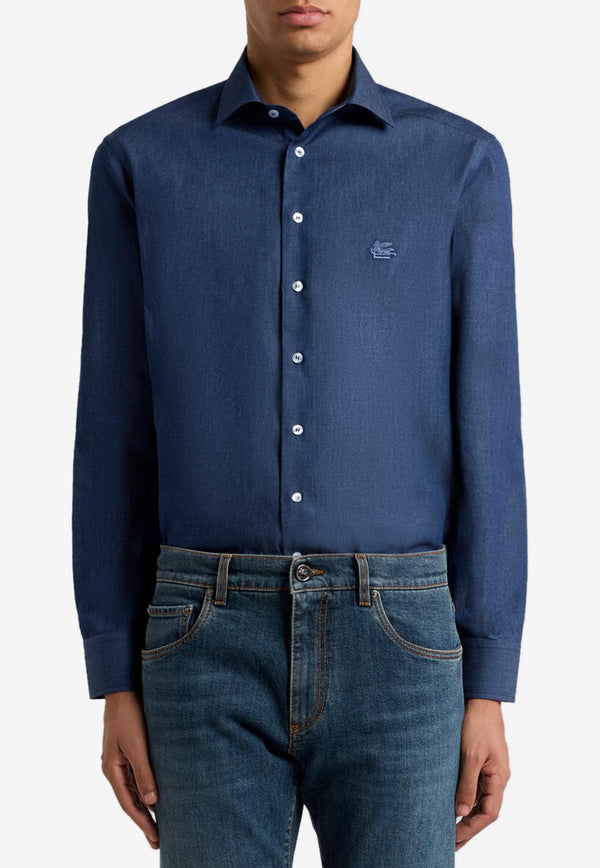 Etro Logo Long-Sleeved Shirt MRIB0002-99SA531 X0883 Blue