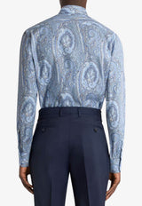 Etro Floral Paisley Long-Sleeved Satin Shirt Light Blue MRIB0002-99SA5P2 X0880