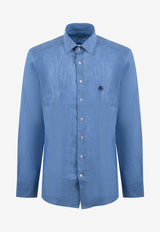 Etro Embroidered Pegaso Linen Shirt Blue MRIB0002-99TU3D1 B0482