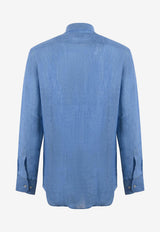 Etro Embroidered Pegaso Linen Shirt Blue MRIB0002-99TU3D1 B0482