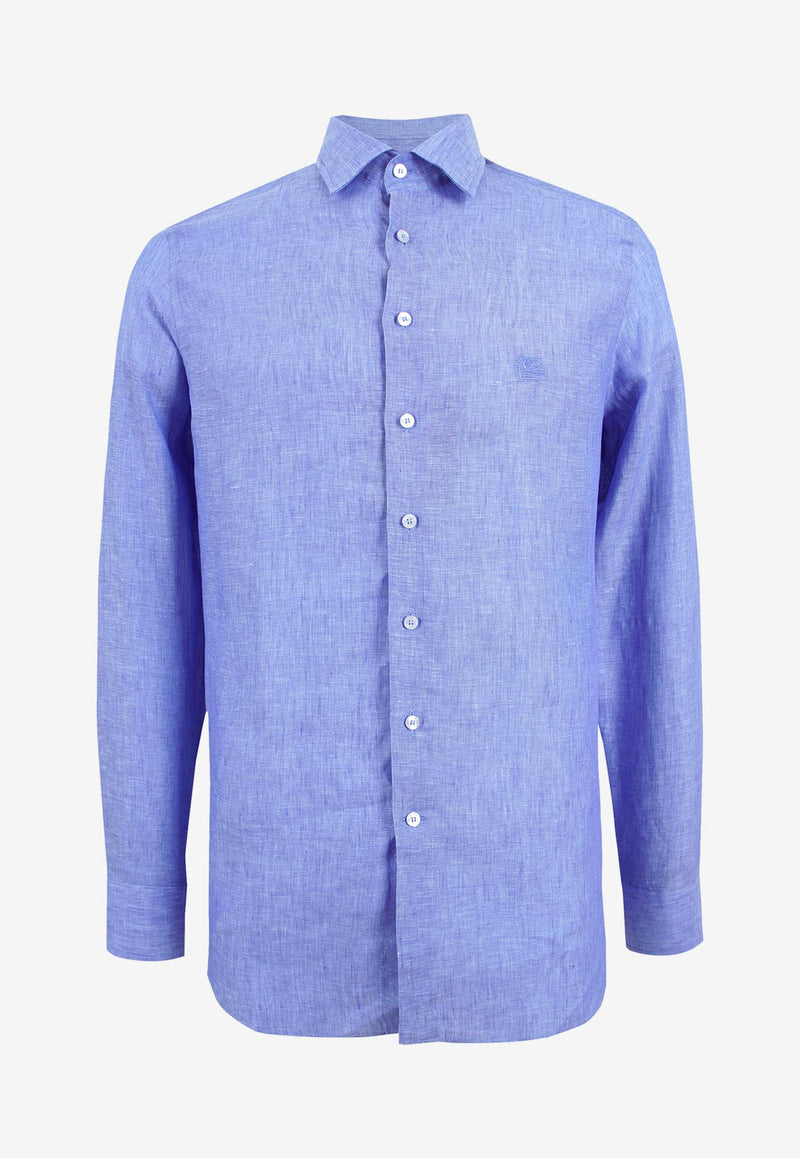 Etro Pegaso Embroidered Button-Up Shirt Blue MRIB0002-99TU3F3 B0028