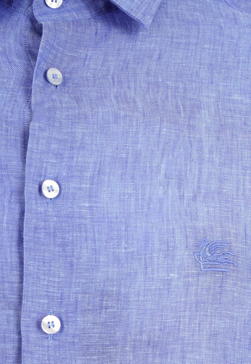 Etro Pegaso Embroidered Button-Up Shirt Blue MRIB0002-99TU3F3 B0028