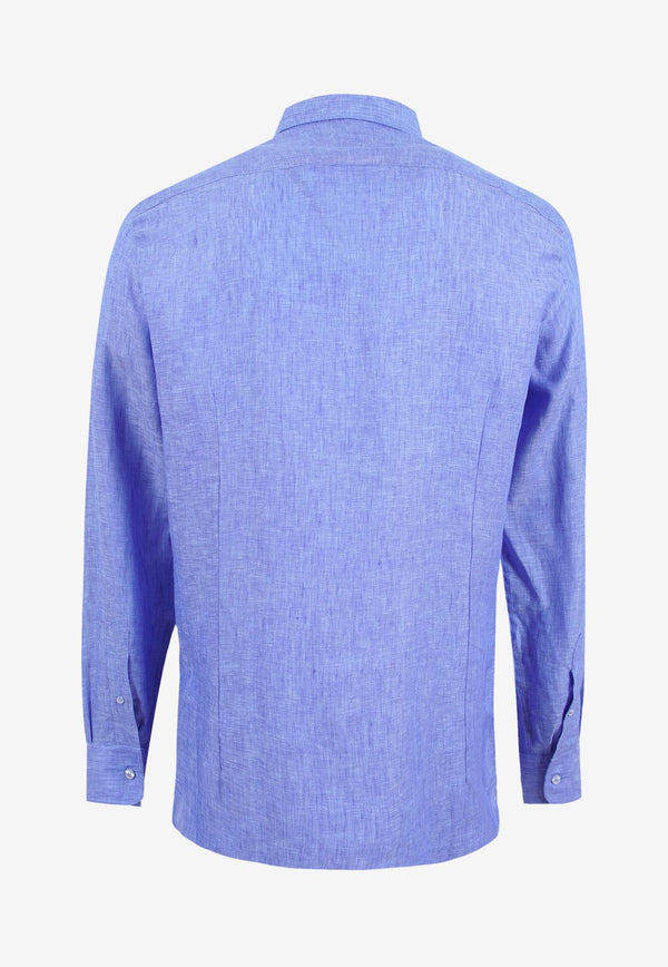 Etro Pegaso Embroidered Button-Up Shirt Blue MRIB0002-99TU3F3 B0028