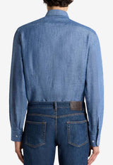 Etro Pegaso Long-Sleeved Linen Shirt Blue MRIB0002-99TU3F3 B0068