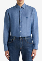 Etro Pegaso Long-Sleeved Linen Shirt Blue MRIB0002-99TU3F3 B0068