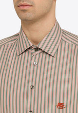 Etro Logo Embroidered Striped Shirt Pink MRIB000299TR516/O_ETRO-S8451