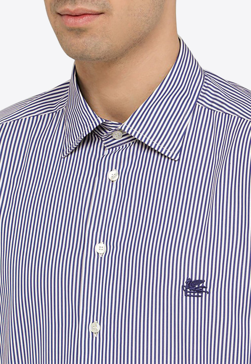 Etro Logo Embroidered Striped Shirt Blue MRIB000299TR526/O_ETRO-S8461