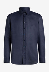 Etro Pegaso Long-Sleeved Linen Shirt Navy MRIB0004-99TU3F3 B0339