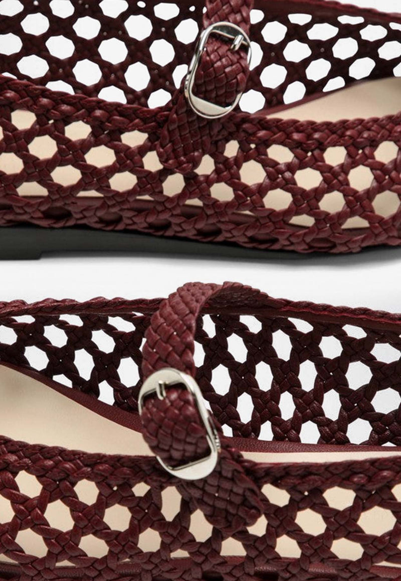 Le Monde Béryl Mary-Jane Woven Ballet Flats Red MRJWOV/O_LEMOB-RED