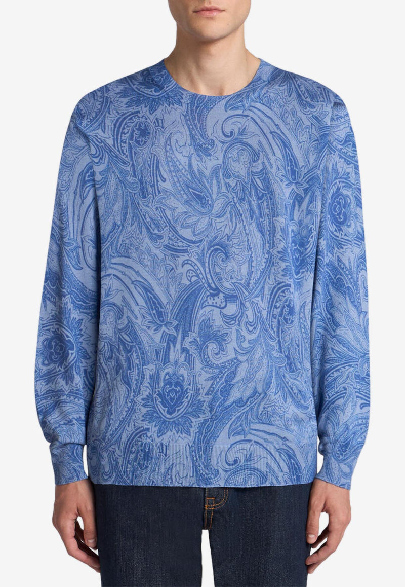 Etro Paisley Silk and Cashmere Sweater MRKF0003-AK710 X0880 Blue