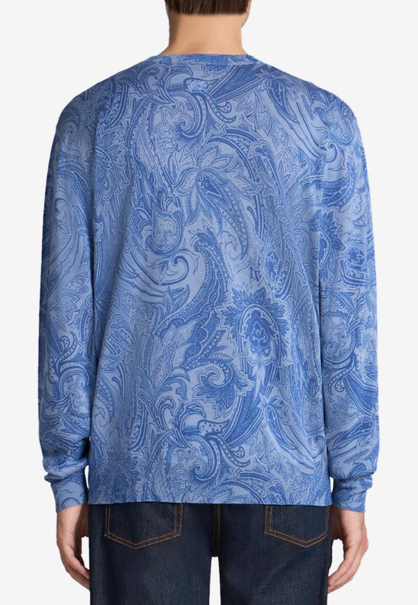 Etro Paisley Silk and Cashmere Sweater MRKF0003-AK710 X0880 Blue