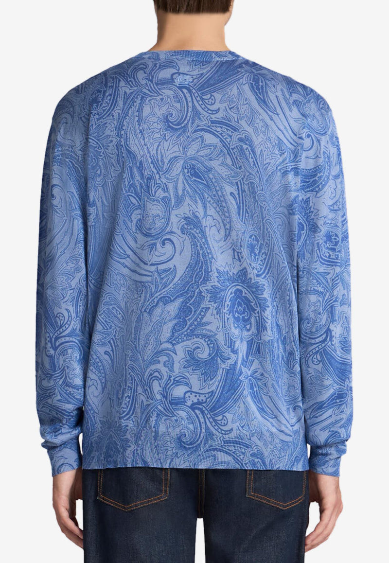 Etro Paisley Silk and Cashmere Sweater MRKF0003-AK710 X0880 Blue