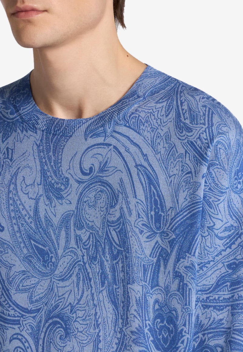 Etro Paisley Silk and Cashmere Sweater MRKF0003-AK710 X0880 Blue