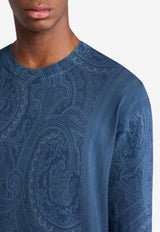 Etro Paisley Jacquard Silk and Cashmere Sweater Navy MRKF0003-AK829 X0883