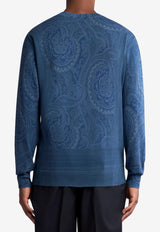Etro Paisley Jacquard Silk and Cashmere Sweater Navy MRKF0003-AK829 X0883