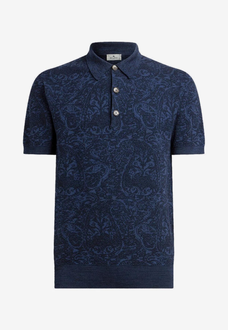 Etro Paisley Jacquard Polo T-shirt Blue MRKF0004-AQ195 S9831